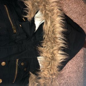 Black Fur Hood Coat